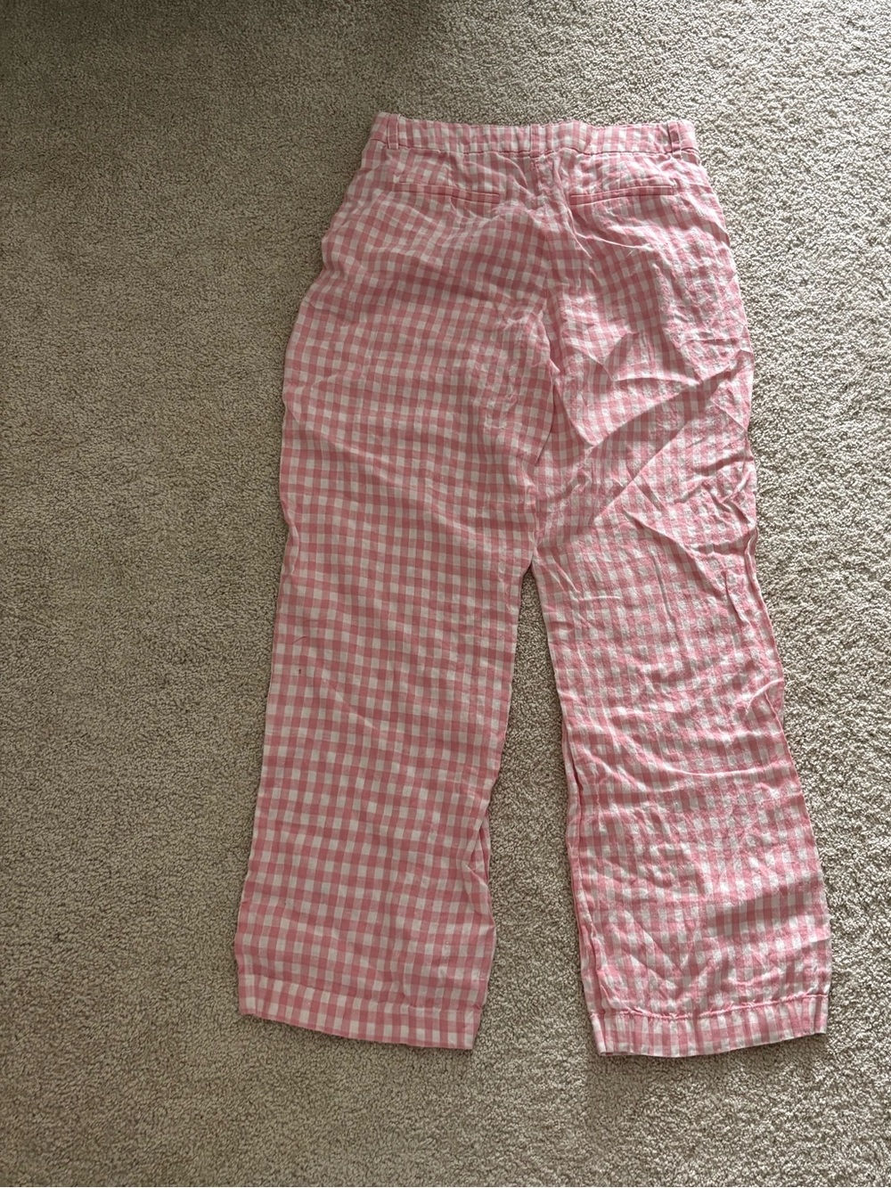 J.Crew Pink & White Gingham Linen Pants Size 4 Cottagecore Summer - Picture 2 of 5